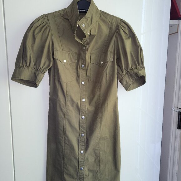 The Kooples Shirt-style Buttoned Khaki dress in cotton Size 1 - Picture 2 of 11